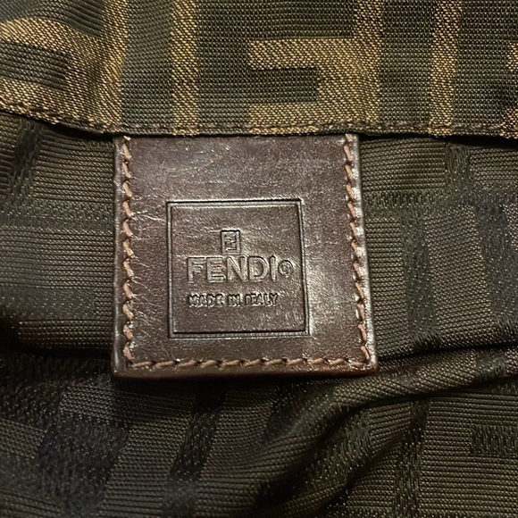 Authenticated FENDI vintage Zucca  canvas large shoulder tote w/leather straps. - Picture 7 of 15